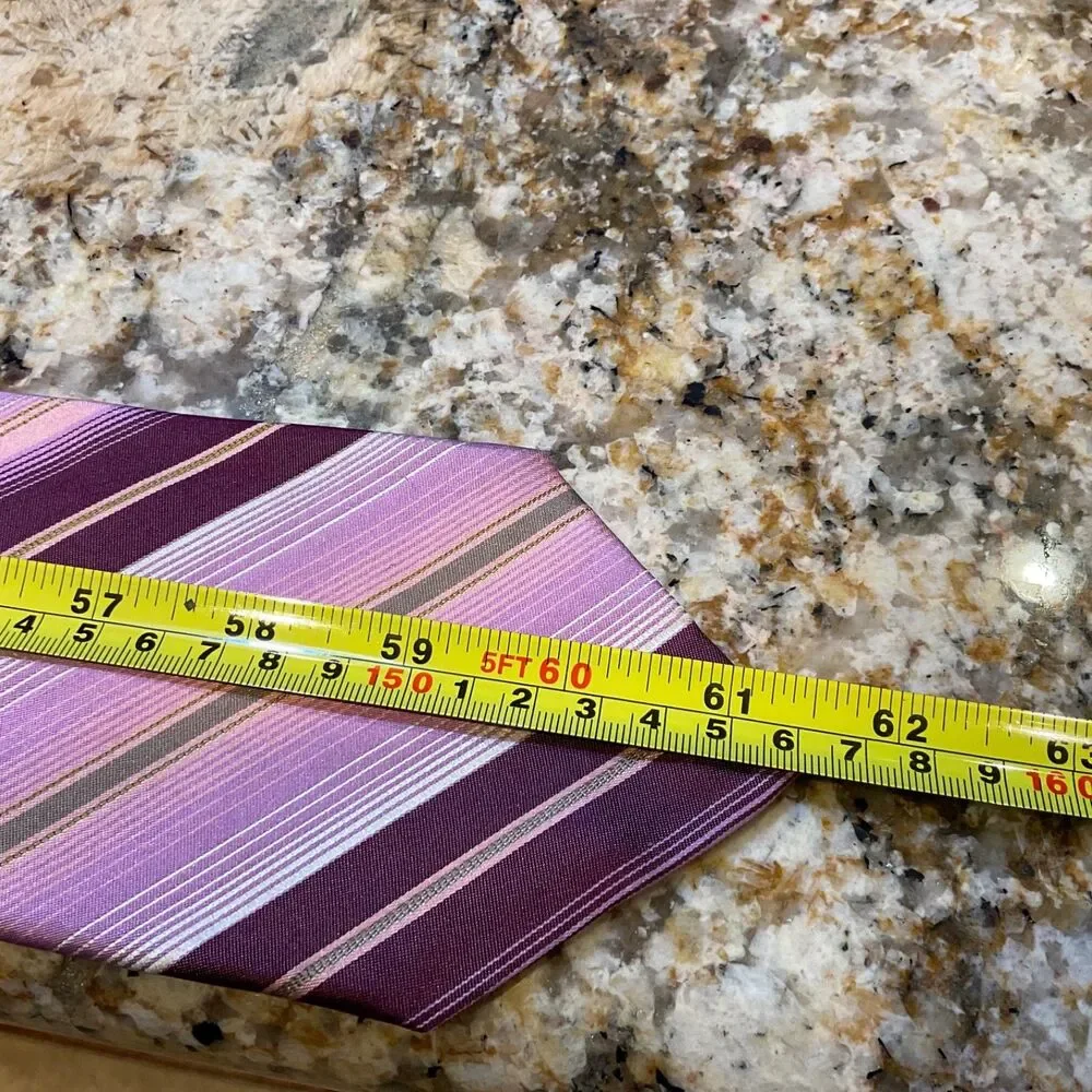 ROBERT TALBOTT Best of Class Silk Repp Tie Luxury Stripe Pink/gold/Mauve USA